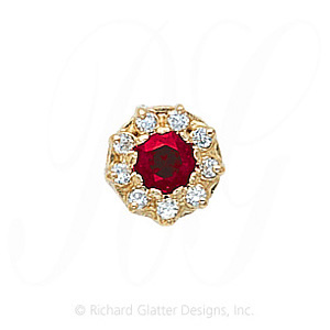 GS040 R/D - 14 Karat Gold Slide with Ruby center and Diamond accents 